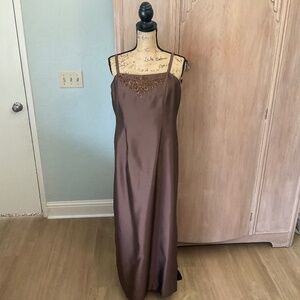 Vintage 90’s  Y2k Iridescent Brown Beaded Bodice Prom Dress Maxi Fairy Rachel 12
